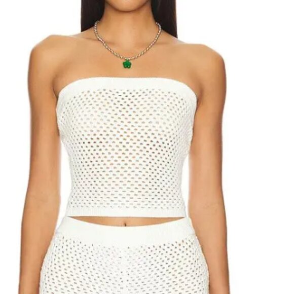 Ser.o.ya crochet blithe bandeau Cream Knit Tube Top porcelain xs - Picture 1 of 11